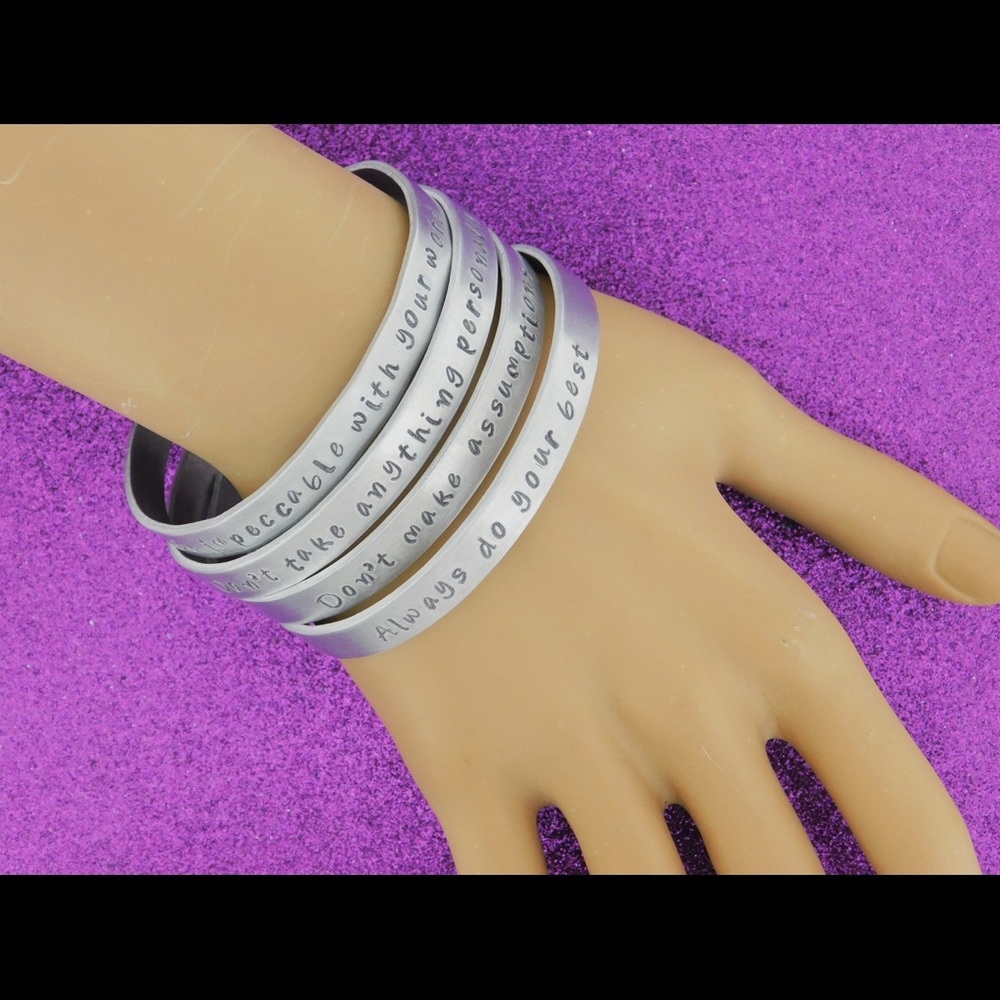 4 Stackable Inspirational Bracelets Set